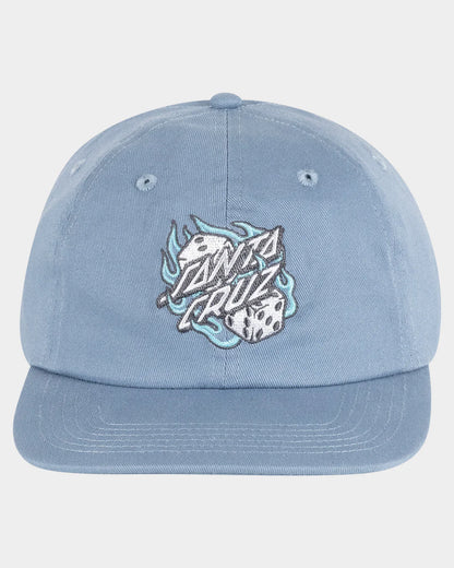 Santa Cruz Flaming Dice Dot Men's Strapback Cap Vintage Blue - essential surf and skate