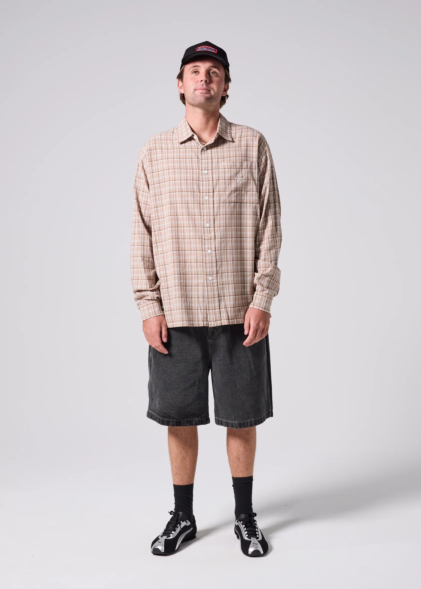 RIVVIA VV CHECK LS SHIRT : BROWN - essential surf and skate