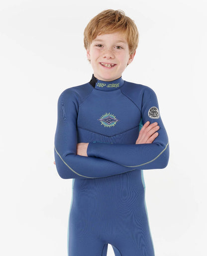 RIP CURL DAWN PATROL SHORT SLEEVE 2MM BACK ZIP SPRING SUIT WETSUIT - LIGHT NAVY
