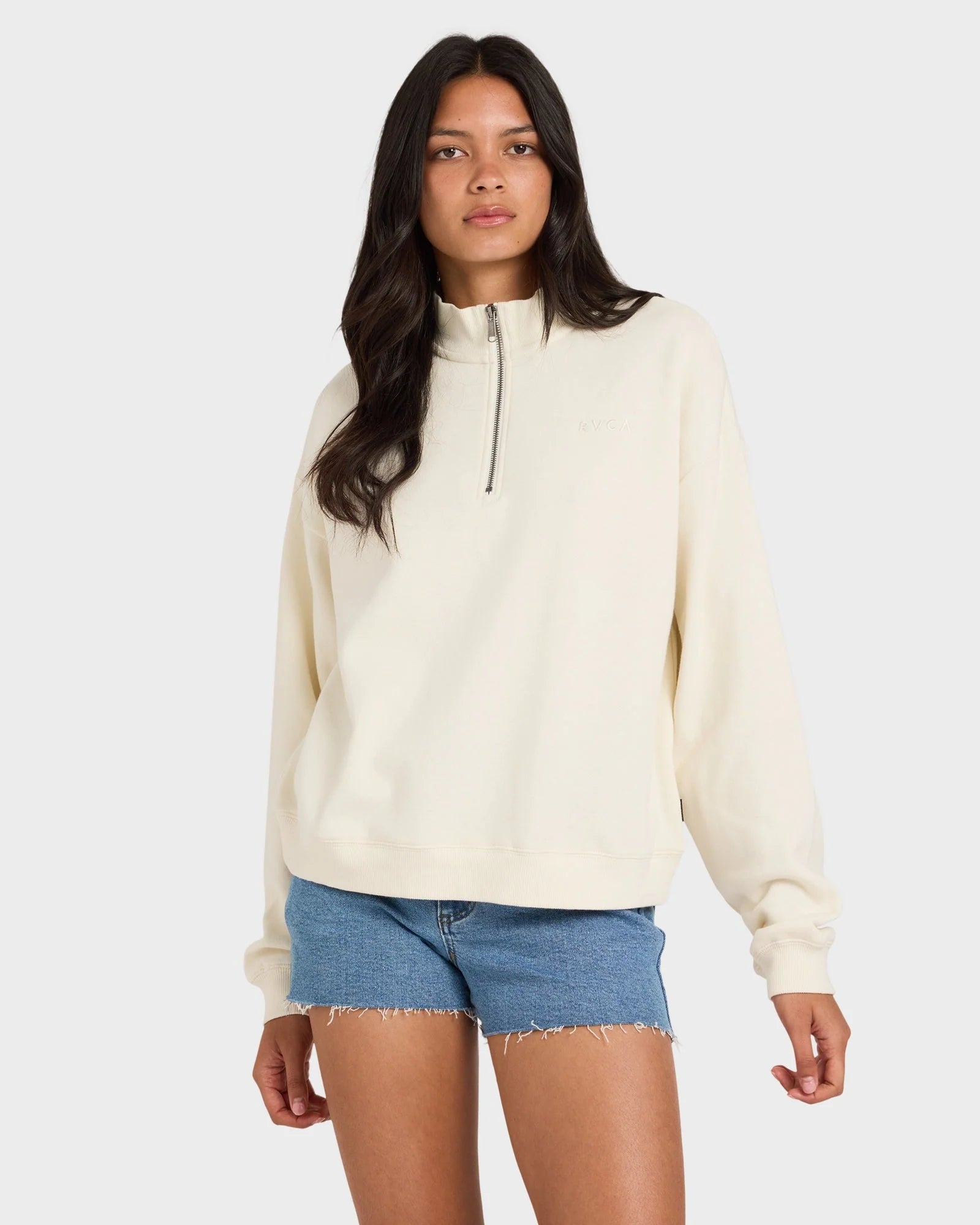 RVCA WOMENS 1/4 ZIP FLEECE JUMPER - essential surf and skate