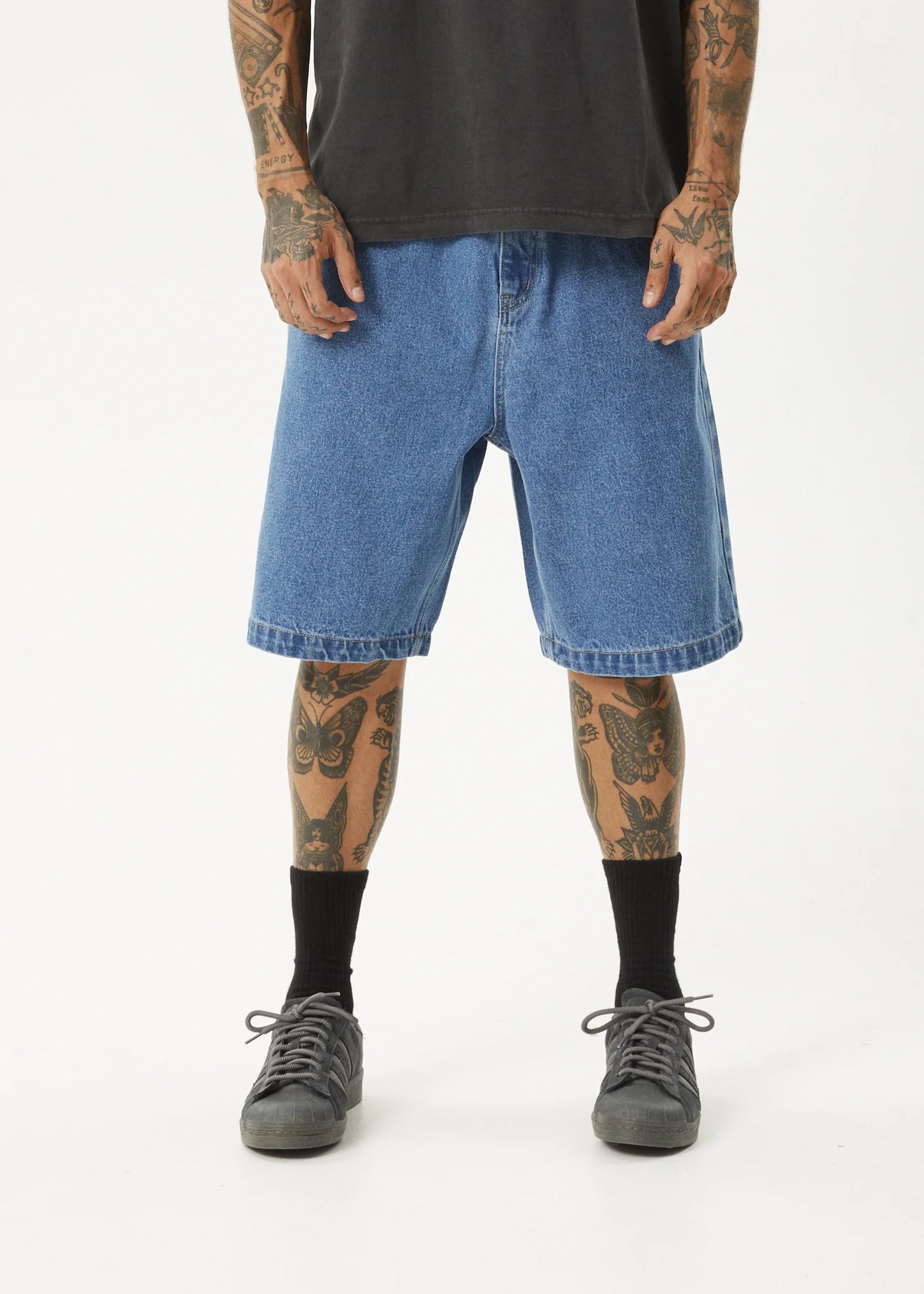 AFENDS LIL C - DENIM BAGGY SHORT 22"