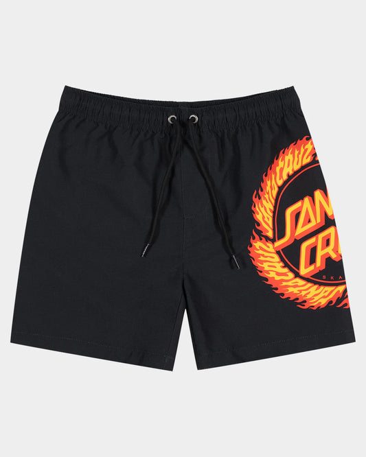 Santa Cruz Flame Ringed Dot Boys Boardshort Black