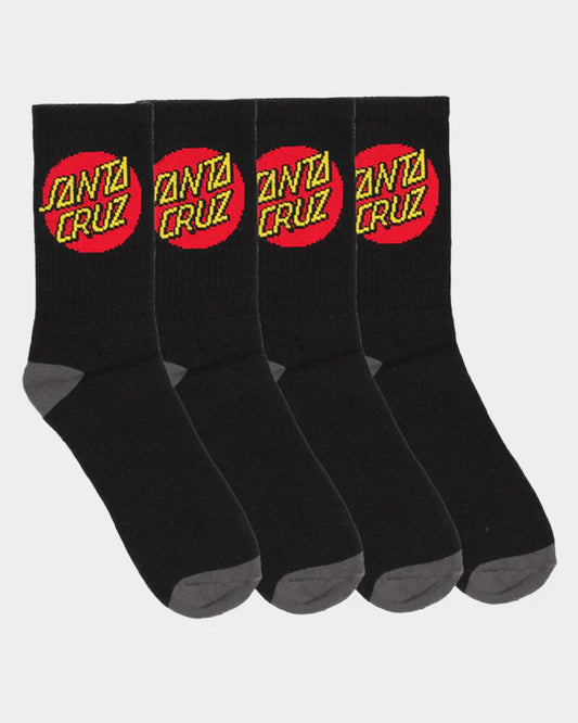 Santa Cruz Classic Dot Men's Crew Socks (4 Pack) Black