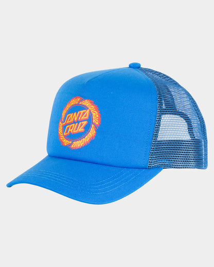 Santa Cruz Flame Ringed Dot Boys Trucker Cap Blue