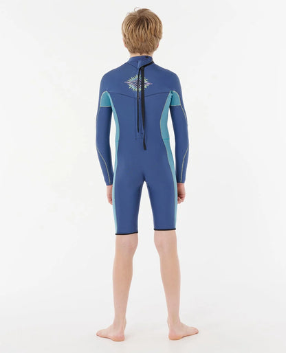 RIP CURL DAWN PATROL SHORT SLEEVE 2MM BACK ZIP SPRING SUIT WETSUIT - LIGHT NAVY