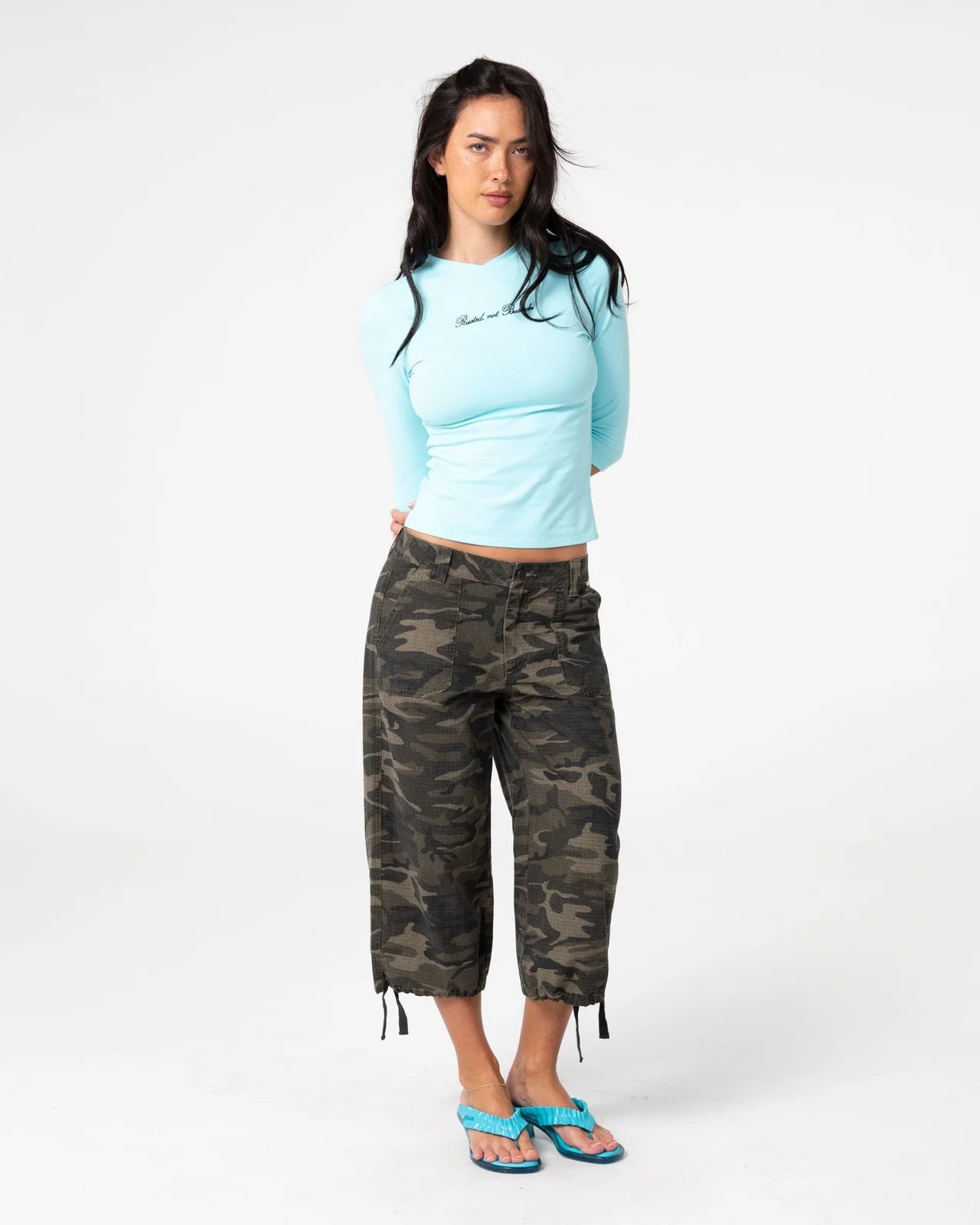 Rusty Cameron Camo Low Rise Relaxed Capri Pant