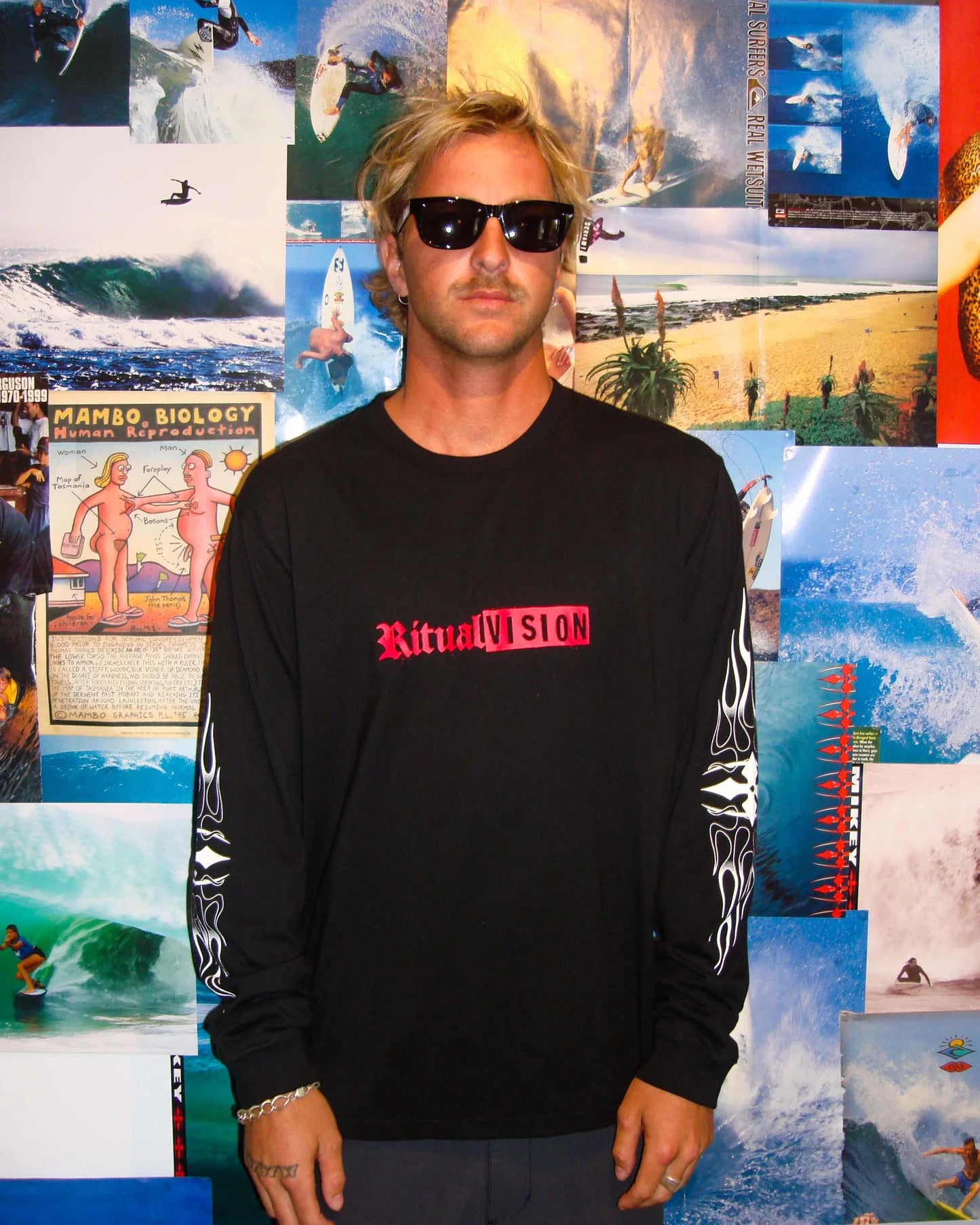 RITUAL VISION FLAME LONG SLEEVE TEE - essential surf and skate