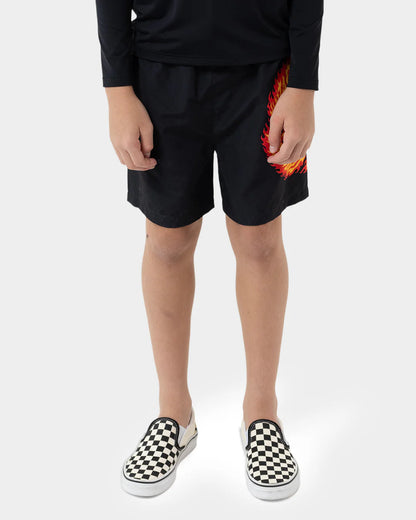 Santa Cruz Flame Ringed Dot Boys Boardshort Black