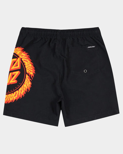 Santa Cruz Flame Ringed Dot Boys Boardshort Black