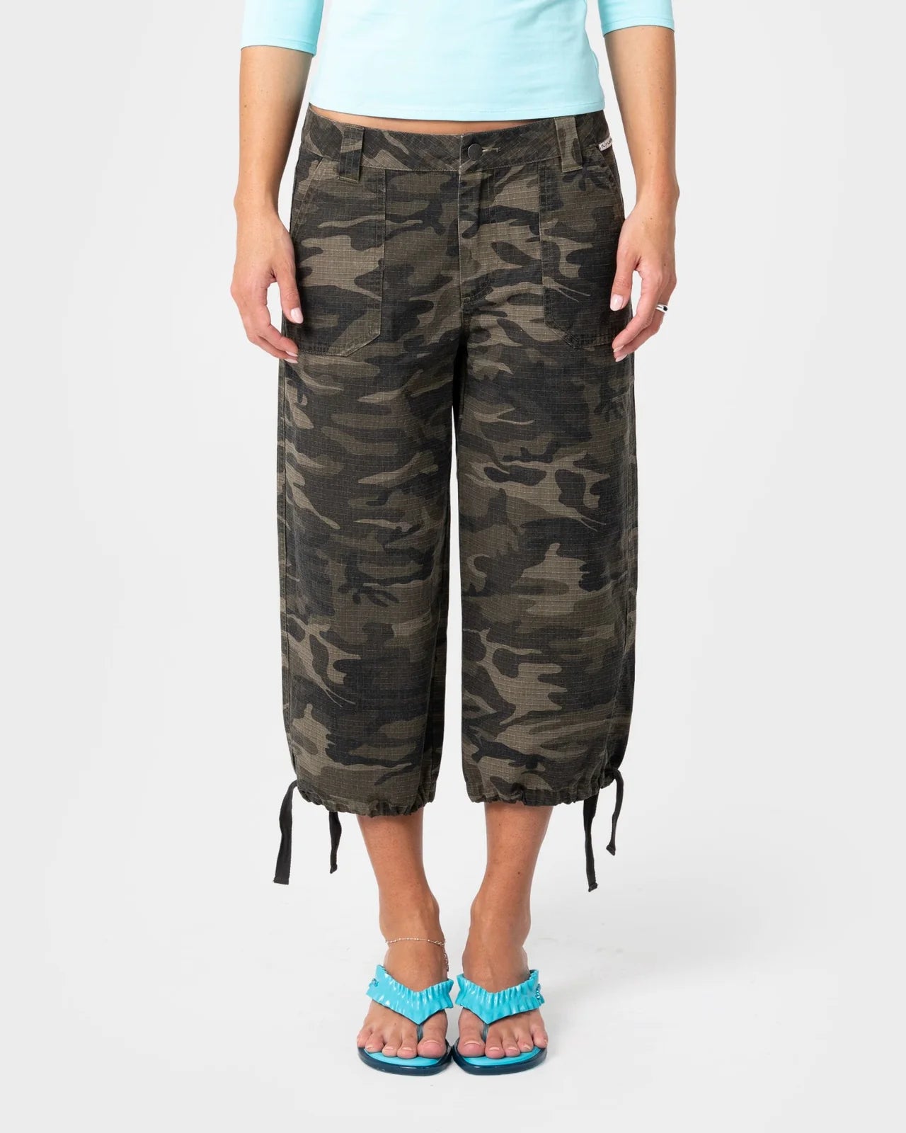 Rusty Cameron Camo Low Rise Relaxed Capri Pant