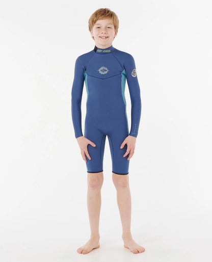 RIP CURL DAWN PATROL SHORT SLEEVE 2MM BACK ZIP SPRING SUIT WETSUIT - LIGHT NAVY