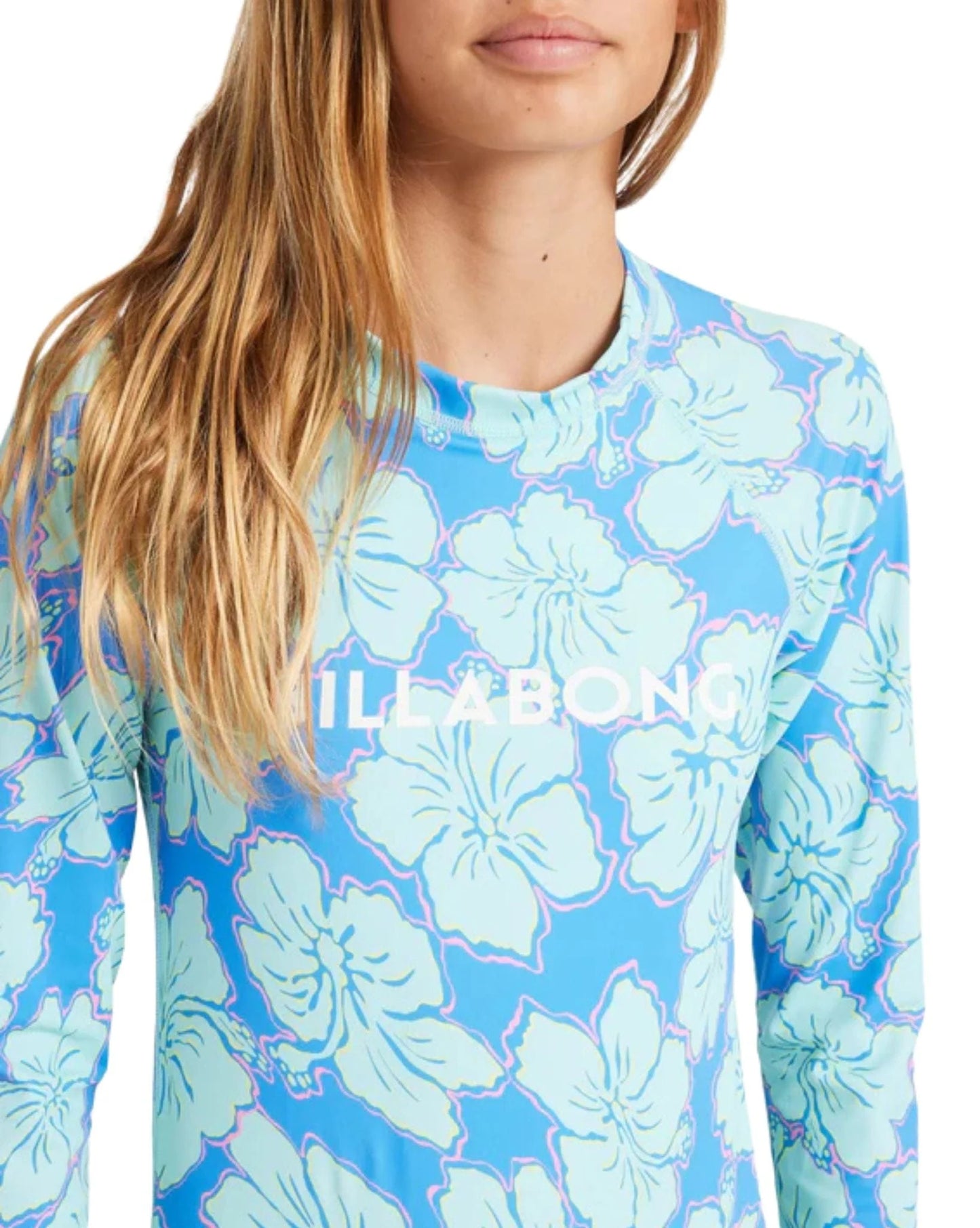 Billabong Girls 6-14 Happy Hibiscus Long Sleeve Bodysuit Rash Vest