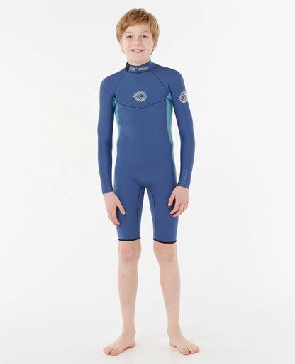 RIP CURL DAWN PATROL SHORT SLEEVE 2MM BACK ZIP SPRING SUIT WETSUIT - LIGHT NAVY