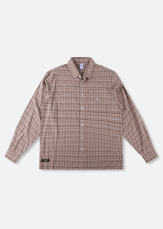 RIVVIA VV CHECK LS SHIRT : BROWN - essential surf and skate