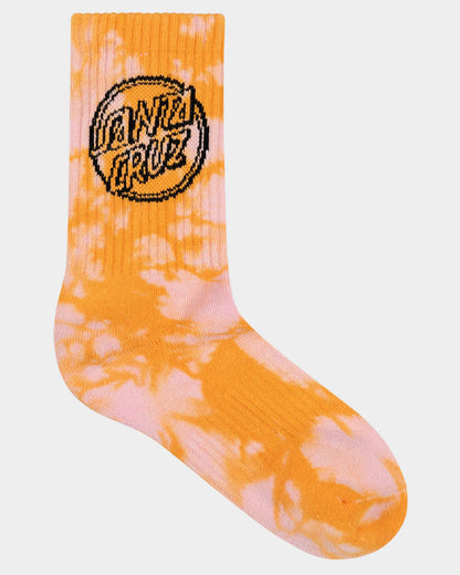 Santa Cruz Contra Dot Mono Girls Crew Socks 2 Pack Lavender Tdye-orange Tdye