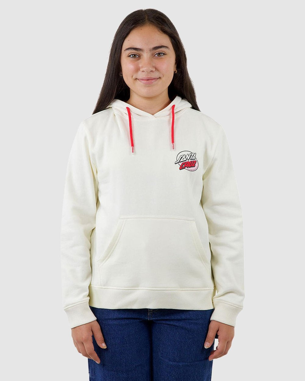 Santa Cruz Mushroom Wave Dot Girls Pullover Hoodie Cream
