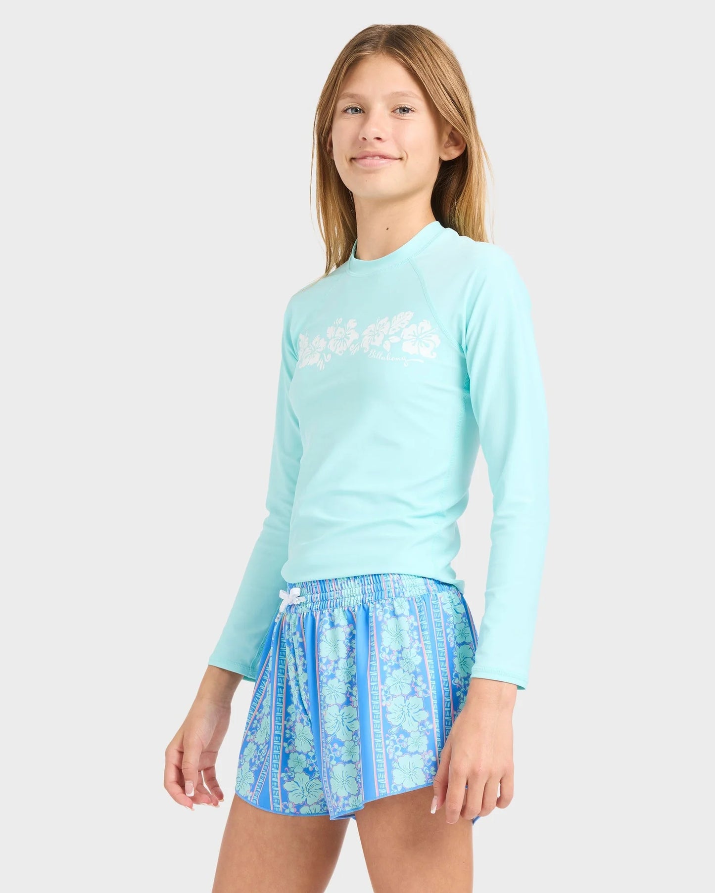 Billabong Girls 6-14 Happy Hibiscus Swim Volley Boardshorts