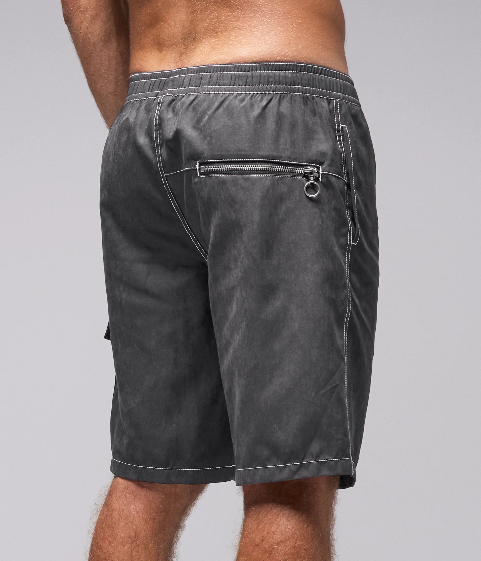 FORMER SWANS CARGO 21" SWIM TRUNK // BLACK EMBROID - essential surf and skate