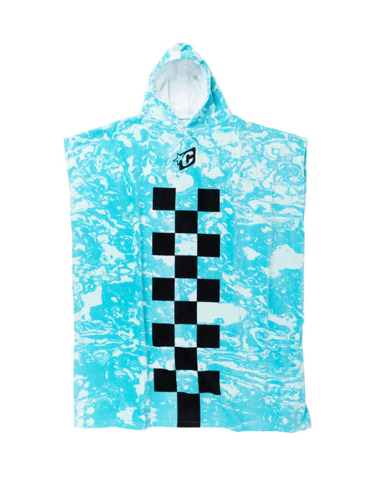 CREATURES OF LEISURE HOODED PONCHO FLURO BLUE CHEX