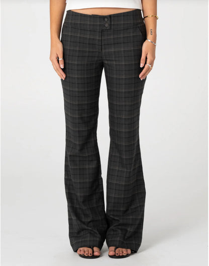 Rusty Plaid Mummy Low Rise Suit Pant