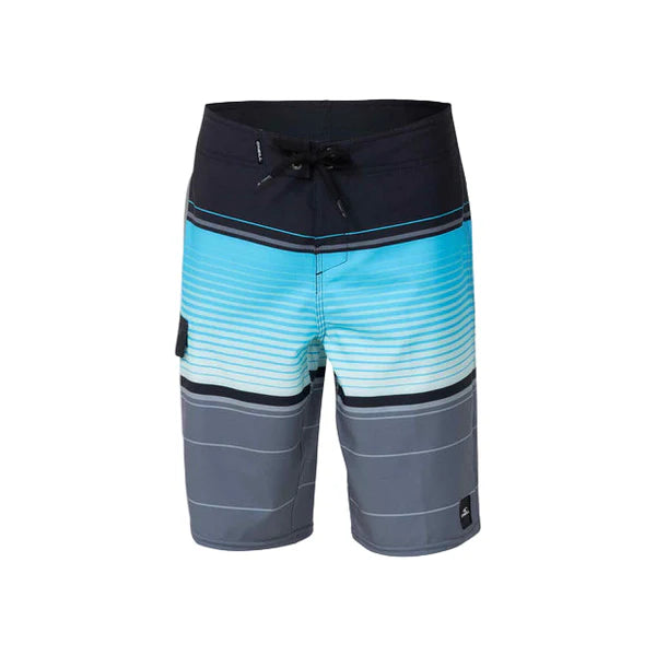 O’NEILL BOY'S LENNOX STRIPE 18 BOARDSHORTS - BLACK - essential surf and skate