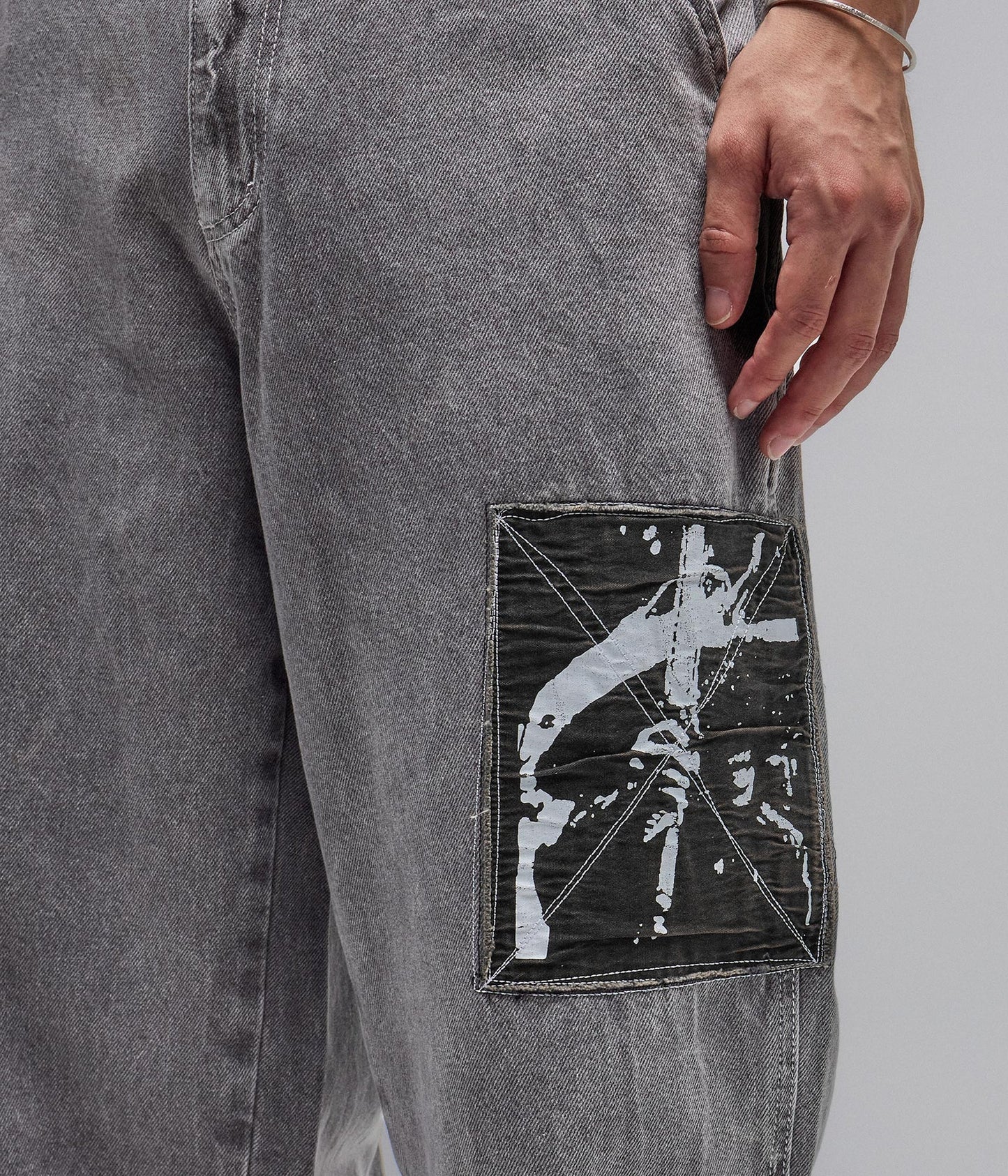 FORMER DISTEND DENIM PANT // SACRIFICE WASHED GREY - essential surf and skate