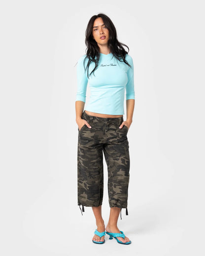 Rusty Cameron Camo Low Rise Relaxed Capri Pant