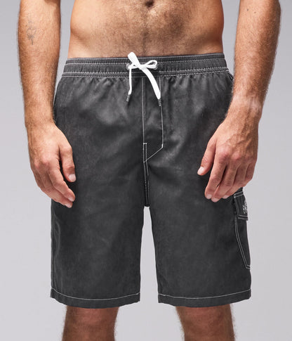 FORMER SWANS CARGO 21" SWIM TRUNK // BLACK EMBROID - essential surf and skate
