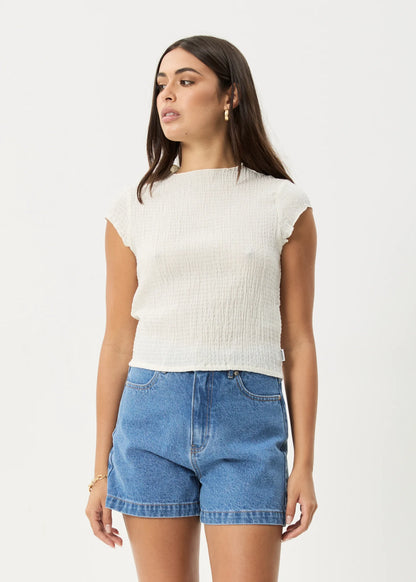 AFENDS FOCUS - SEERSUCKER MOCK NECK TOP