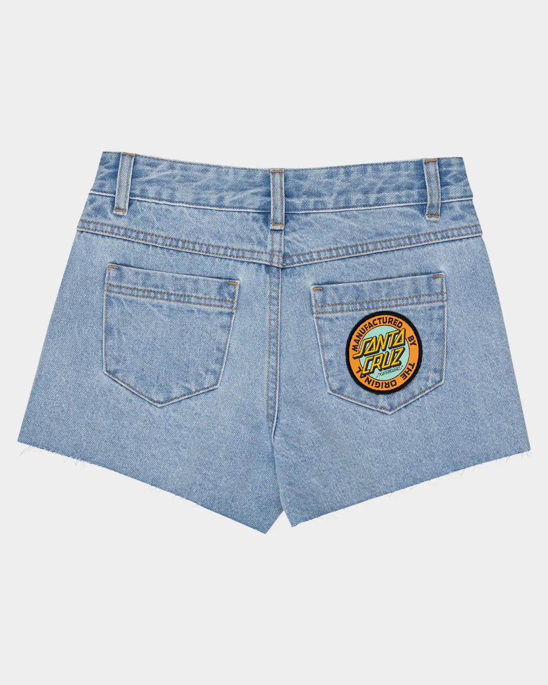 Santa Cruz MFG Dot Retro Girls Denim Shorts Light Indigo - essential surf and skate