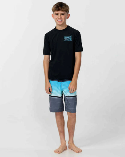 O’NEILL BOY'S LENNOX STRIPE 18 BOARDSHORTS - BLACK - essential surf and skate