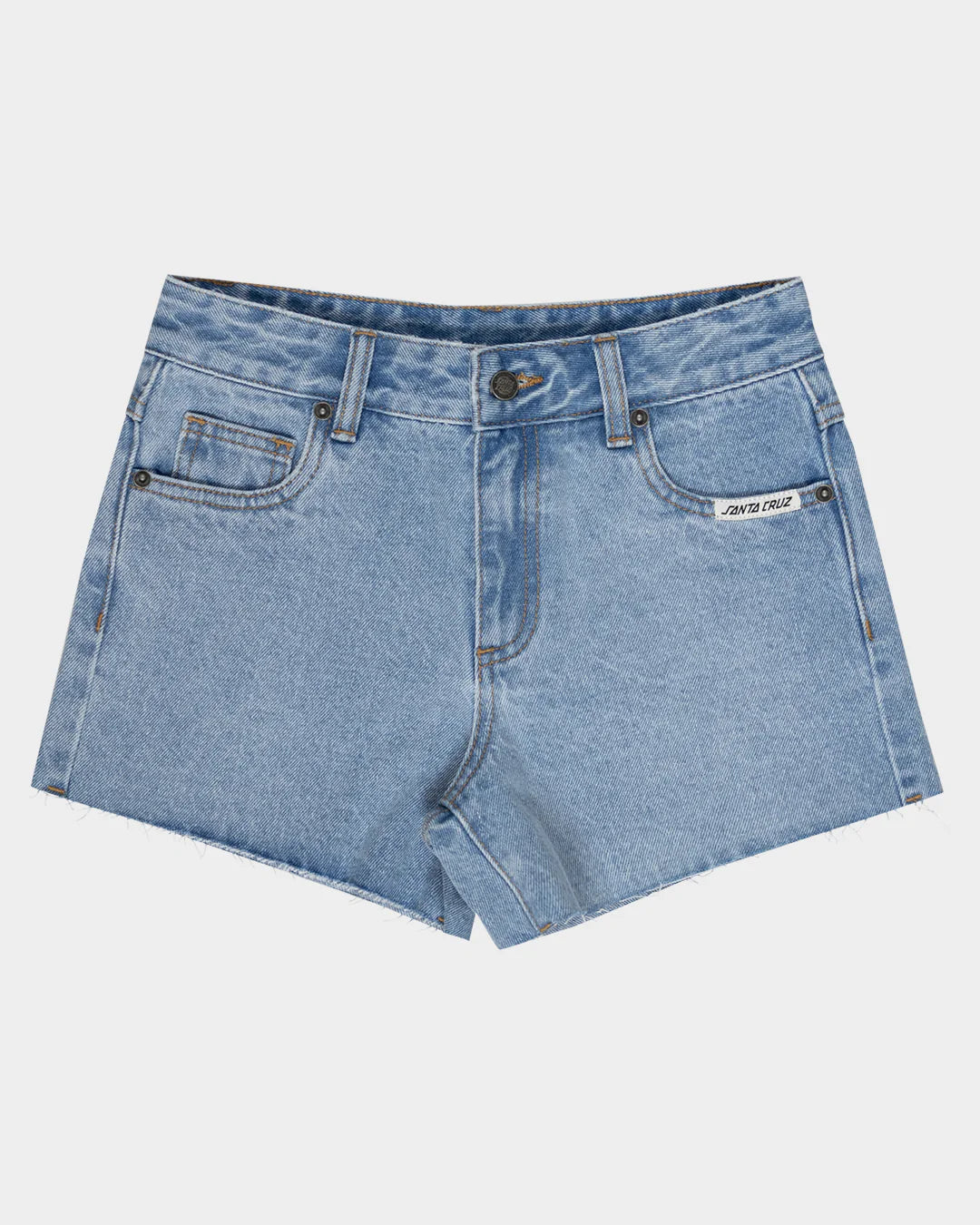 Santa Cruz MFG Dot Retro Girls Denim Shorts Light Indigo - essential surf and skate