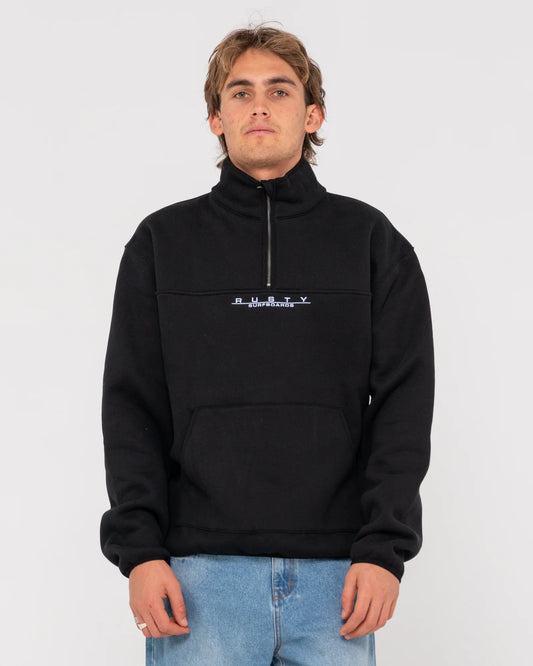 RUSTY RS Relaxed 1/4 Zip Super Fleece Black