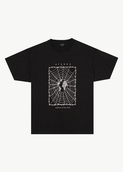 AFENDS World Wide Boxy Tee Recycled Stone Black