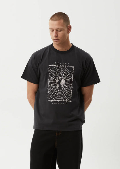 AFENDS World Wide Boxy Tee Recycled Stone Black