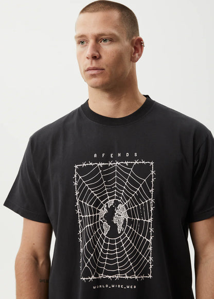 AFENDS World Wide Boxy Tee Recycled Stone Black