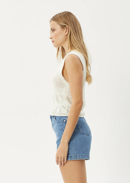 Afends Saint - Knit Top - White ORGANIC