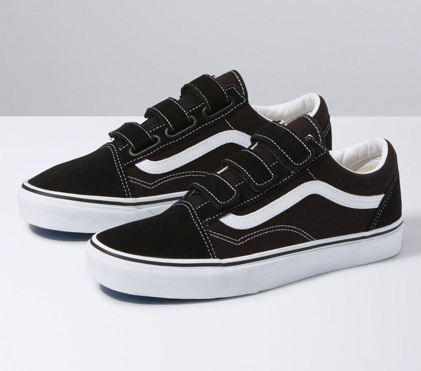 Black and white old skool vans velcro Clearance